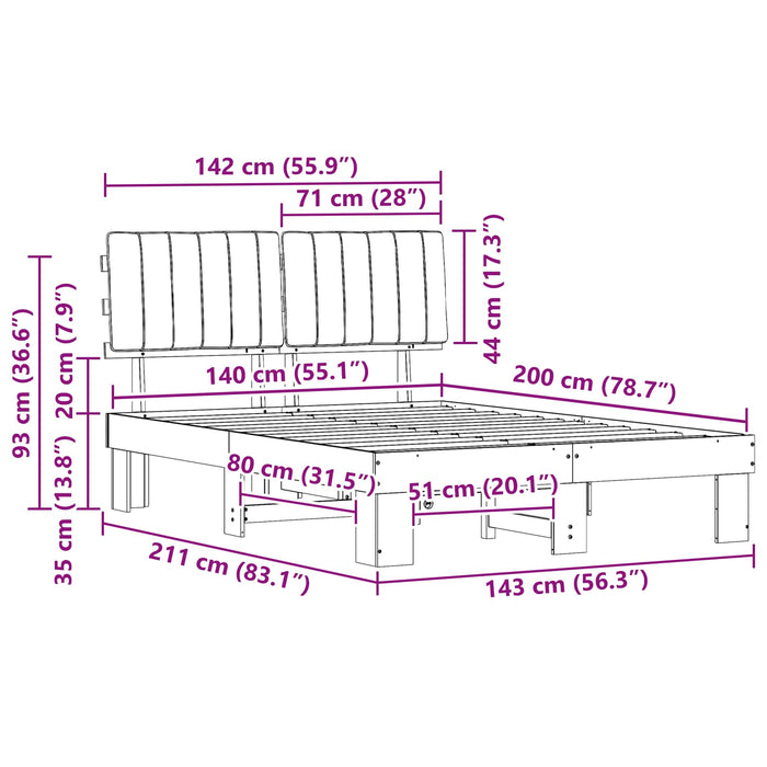 Cadru de pat cu tăblie tapițată cu headboard Negru 140 x 200 cm - WALTI WALTI