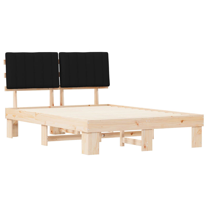 Cadru de pat cu tăblie tapițată cu headboard Negru 140 x 190 cm - WALTI WALTI