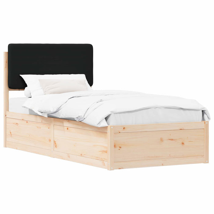Cadru de pat cu tăblie tapițată cu headboard Negru 90 x 190 cm - WALTI WALTI