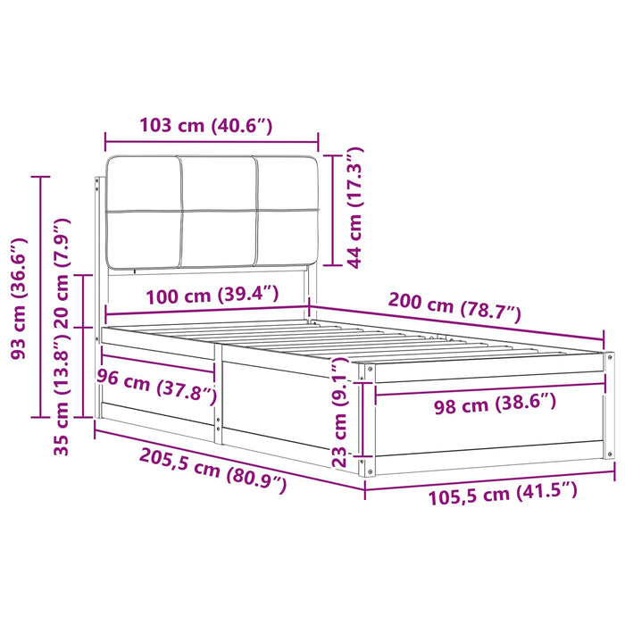Cadru de pat cu tăblie tapițată Gri deschis 100 x 200 cm - WALTI WALTI