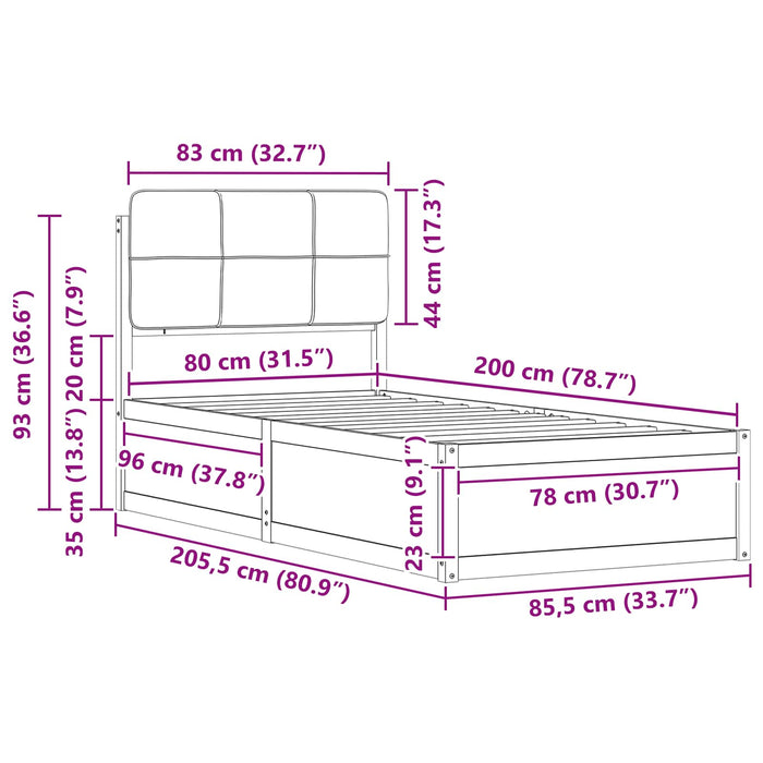 Cadru de pat cu tăblie tapițată Gri deschis 80 x 200 cm - WALTI WALTI
