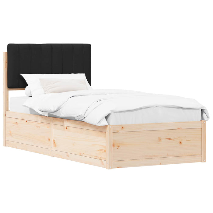 Cadru de pat cu tăblie tapițată cu headboard Negru 90 x 200 cm - WALTI WALTI