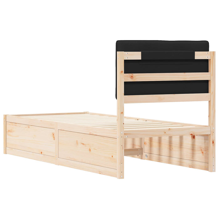 Cadru de pat cu tăblie tapițată cu headboard Negru 75 x 190 cm - WALTI WALTI