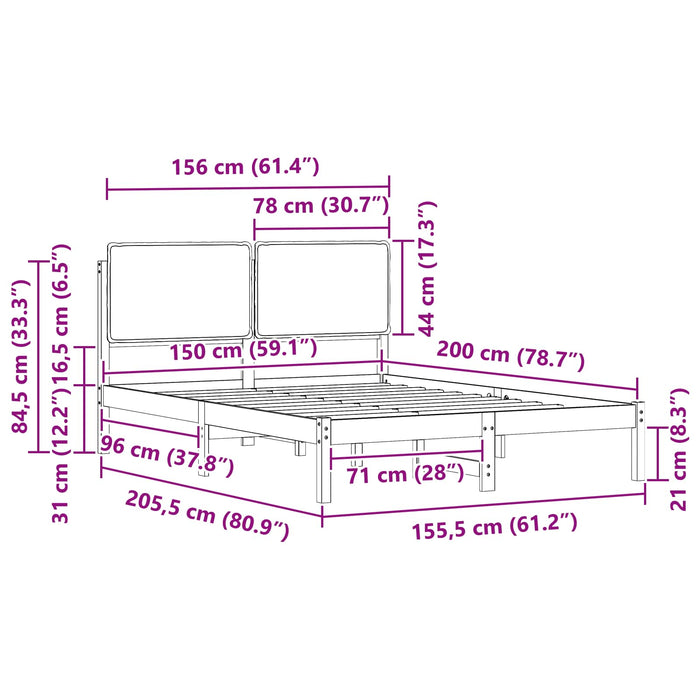 Cadru de pat cu tăblie tapițată cu headboard Negru 150 x 200 cm - WALTI WALTI