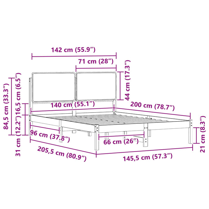 Cadru de pat cu tăblie tapițată Gri închis 140 x 200 cm - WALTI WALTI