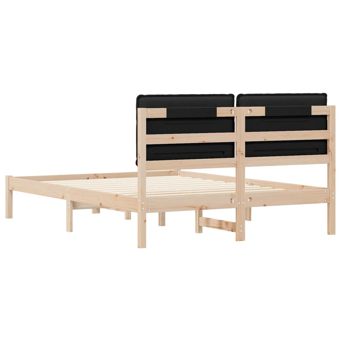 Cadru de pat cu tăblie tapițată cu headboard Negru 135 x 190 cm - WALTI WALTI