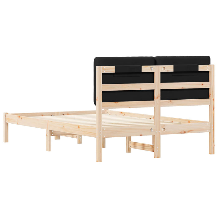 Cadru de pat cu tăblie tapițată cu headboard Negru 135 x 190 cm - WALTI WALTI