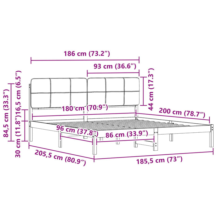 Cadru de pat cu tăblie tapițată cu headboard Negru 180 x 200 cm - WALTI WALTI