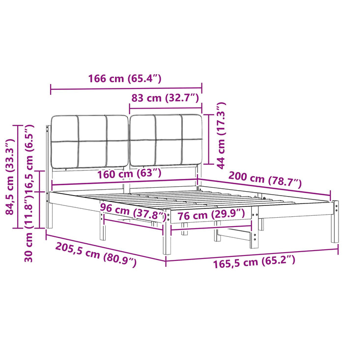 Cadru de pat cu tăblie tapițată Gri deschis 160 x 200 cm - WALTI WALTI