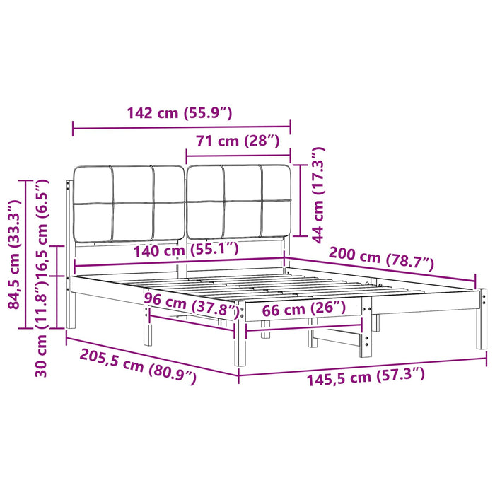 Cadru de pat cu tăblie tapițată Gri deschis 140 x 200 cm - WALTI WALTI