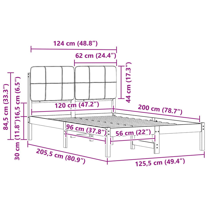 Cadru de pat cu tăblie tapițată Gri închis 120 x 200 cm - WALTI WALTI
