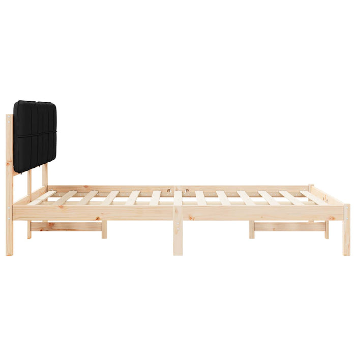 Cadru de pat cu tăblie tapițată cu headboard Negru 140 x 190 cm - WALTI WALTI