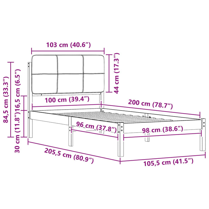 Cadru de pat cu tăblie tapițată Gri deschis 100 x 200 cm - WALTI WALTI