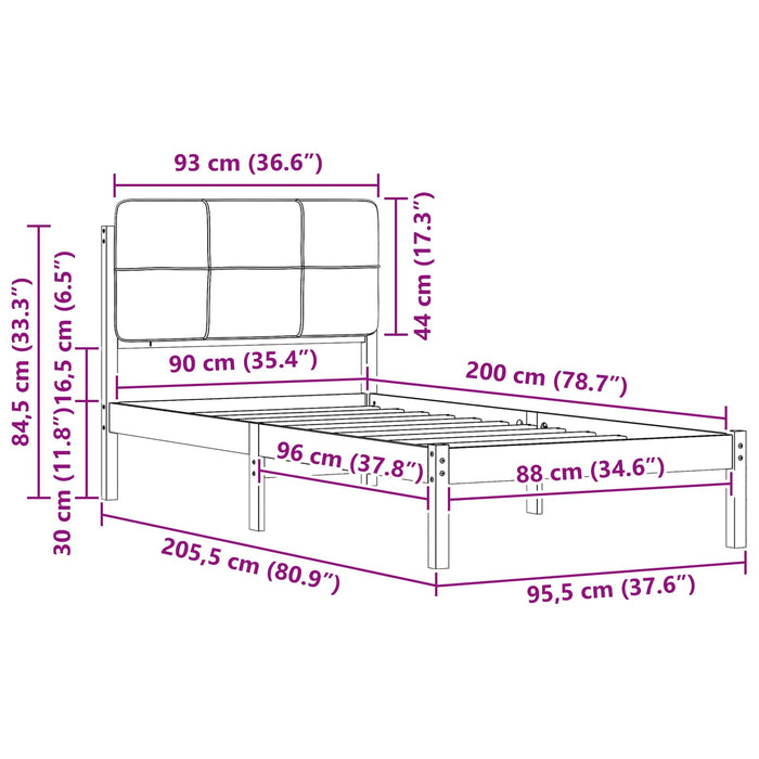 Cadru de pat cu tăblie tapițată Gri deschis 90 x 200 cm - WALTI WALTI