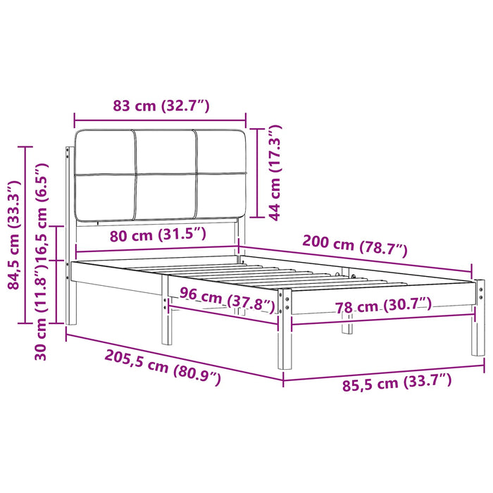 Cadru de pat cu tăblie tapițată cu headboard Negru 80 x 200 cm - WALTI WALTI