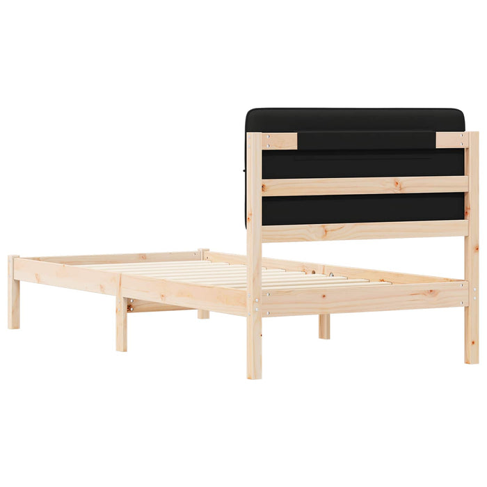 Cadru de pat cu tăblie tapițată cu headboard Negru 75 x 190 cm - WALTI WALTI