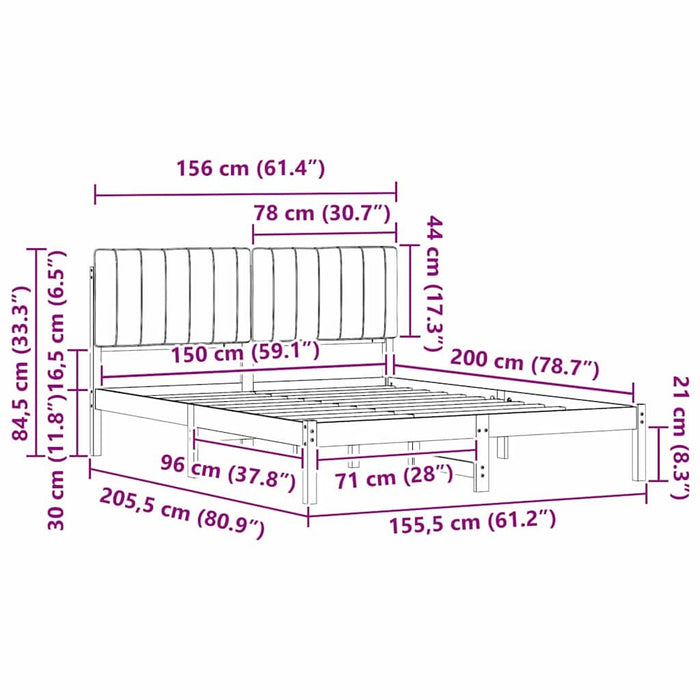 Cadru de pat cu tăblie tapițată Gri închis 150 x 200 cm - WALTI WALTI
