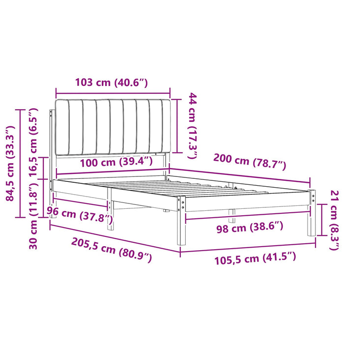Cadru de pat cu tăblie tapițată Negru 100 x 200 cm - WALTI WALTI