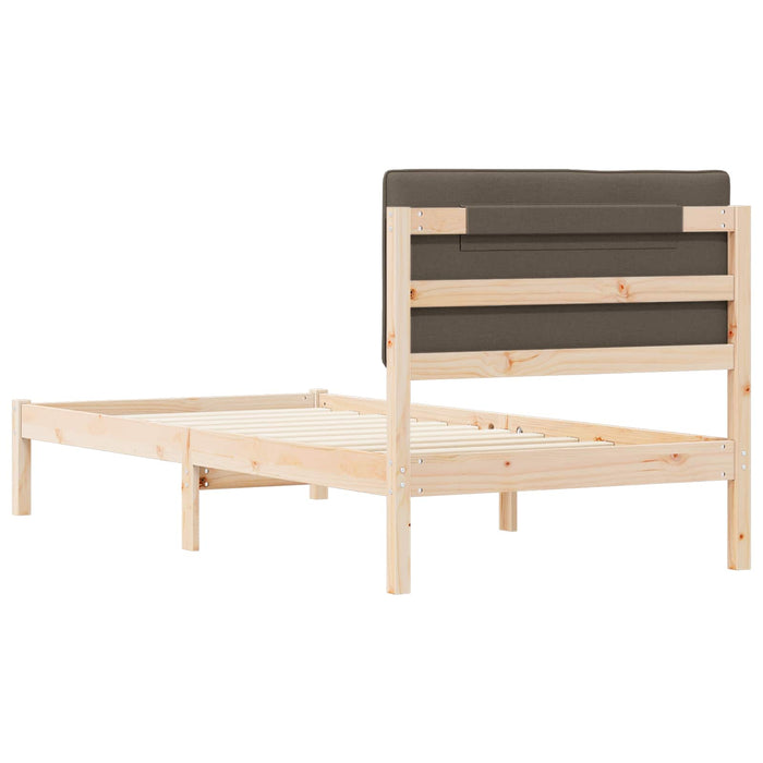 Cadru de pat cu tăblie tapițată Natural și taupe 90 x 200 cm - WALTI WALTI