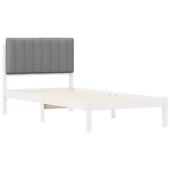 Cadru de pat cu tăblie tapițată Alb și gri deschis 90 x 200 cm - WALTI WALTI