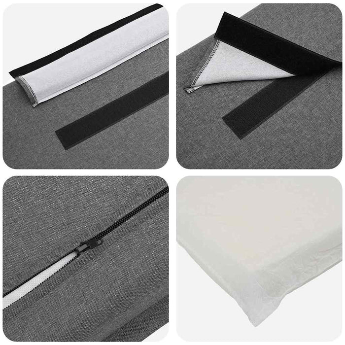 Tăblie tapițată Gri natural și deschis 200 cm Lemn de pin masiv - WALTI WALTI