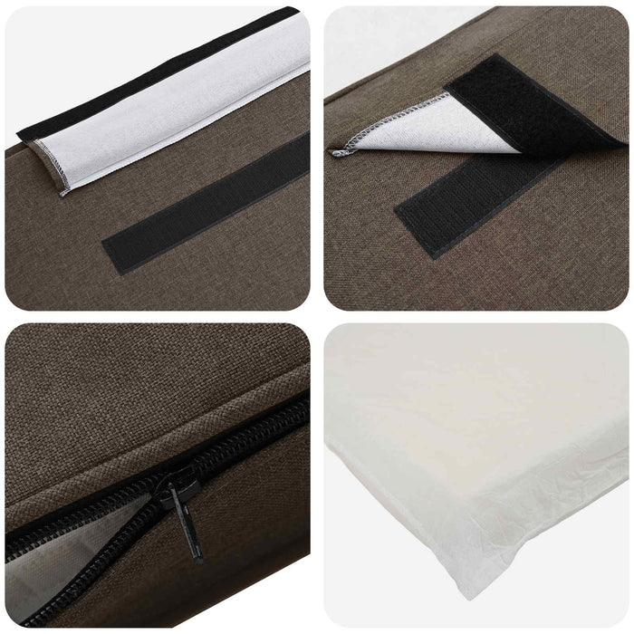Tăblie tapițată Maro și taupe 135 cm Lemn de pin masiv - WALTI WALTI