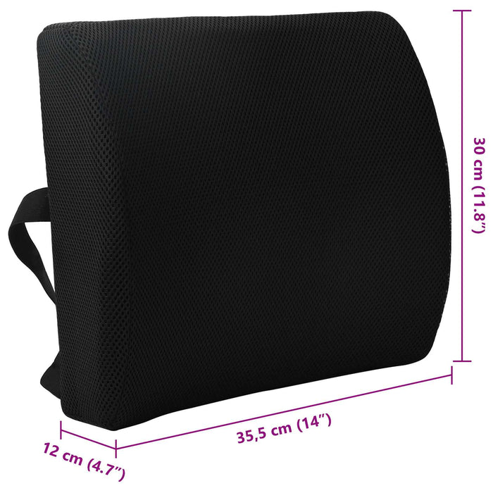 Perna pentru spate cu pernă Negru 35,5 x 30 x 12 cm Cu plasă - WALTI WALTI
