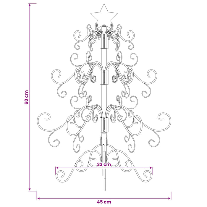 Pom de Crăciun din metal Negru 61 cm Oțel acoperit cu pulbere WALTI