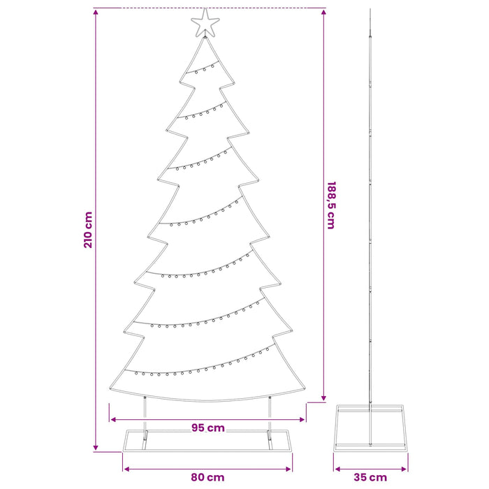 Pom de Crăciun din metal Negru 210 cm Oțel WALTI