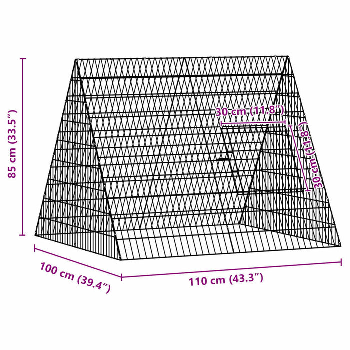 Cușcă pentru pui Argintiu 110 x 100 x 85 cm Oțel Galvanizat - WALTI WALTI