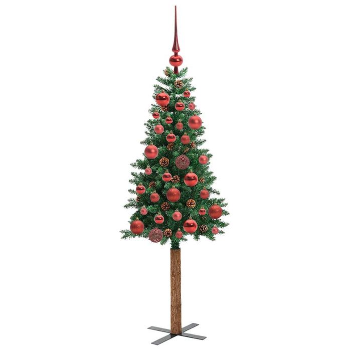 Brad de Crăciun subțire Verde 150 cm PVC și lemn de PIN masiv - WALTI WALTI