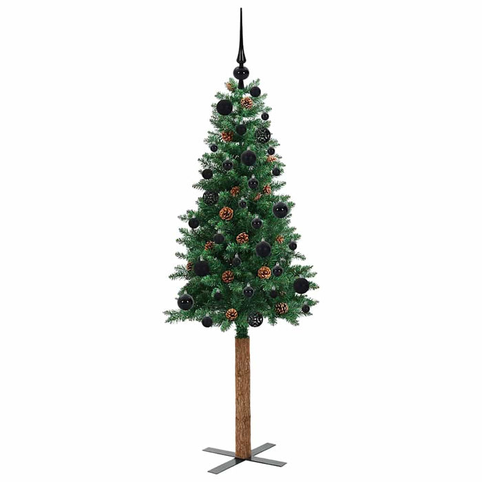 Brad de Crăciun subțire Verde 150 cm PVC și lemn de PIN masiv - WALTI WALTI