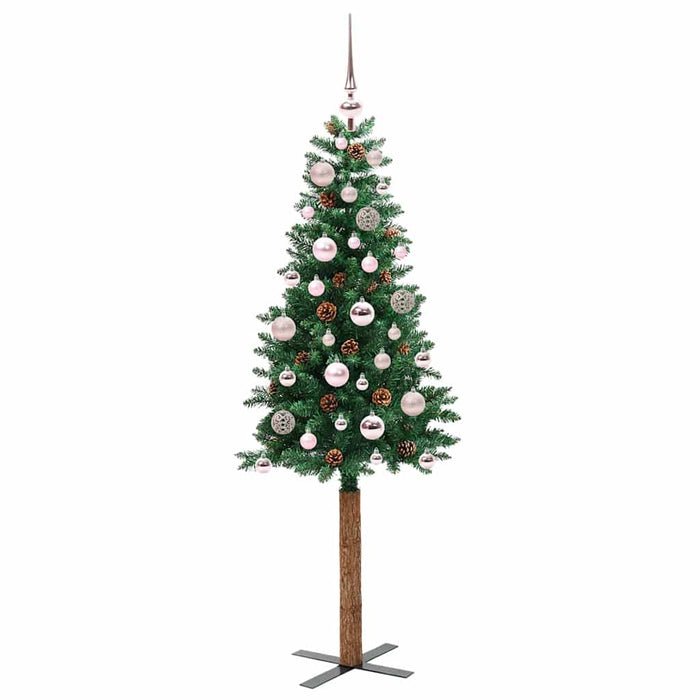 Brad de Crăciun subțire Verde 150 cm PVC și lemn de PIN masiv - WALTI WALTI