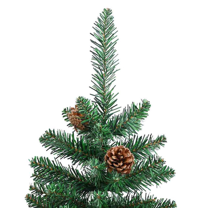 Brad de Crăciun subțire Verde 150 cm PVC și lemn de PIN masiv - WALTI WALTI