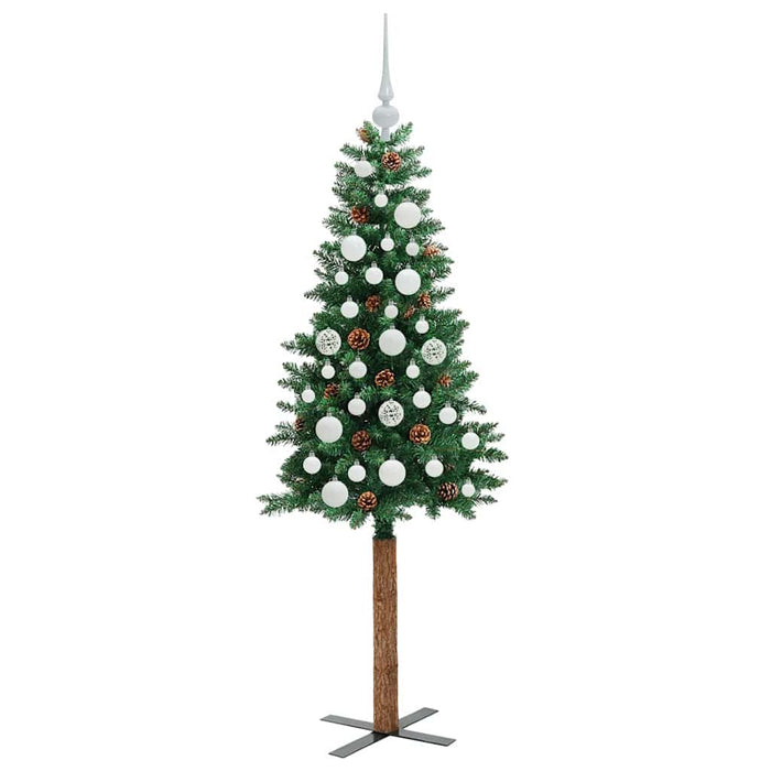 Brad de Crăciun subțire Verde 150 cm PVC și lemn de PIN masiv - WALTI WALTI