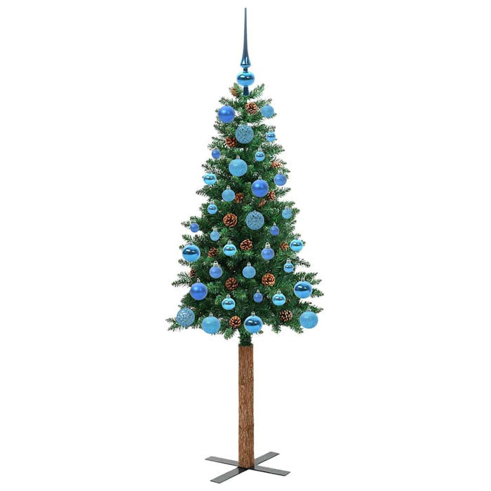 Brad de Crăciun subțire Verde 150 cm PVC și lemn de PIN masiv - WALTI WALTI