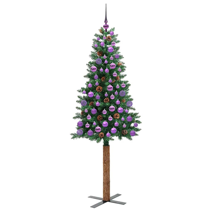 Brad de Crăciun subțire Verde 180 cm PVC și lemn de PIN masiv - WALTI WALTI