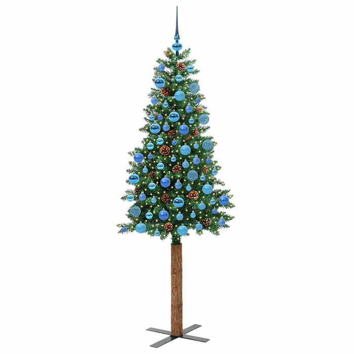 Brad de Crăciun subțire Verde 180 cm PVC și lemn de PIN masiv - WALTI WALTI
