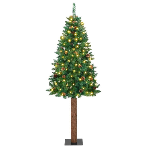 Brad de Crăciun subțire Verde 210 cm PVC și lemn de PIN masiv - WALTI WALTI
