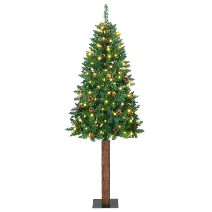 Brad de Crăciun subțire Verde 210 cm PVC și lemn de PIN masiv - WALTI WALTI