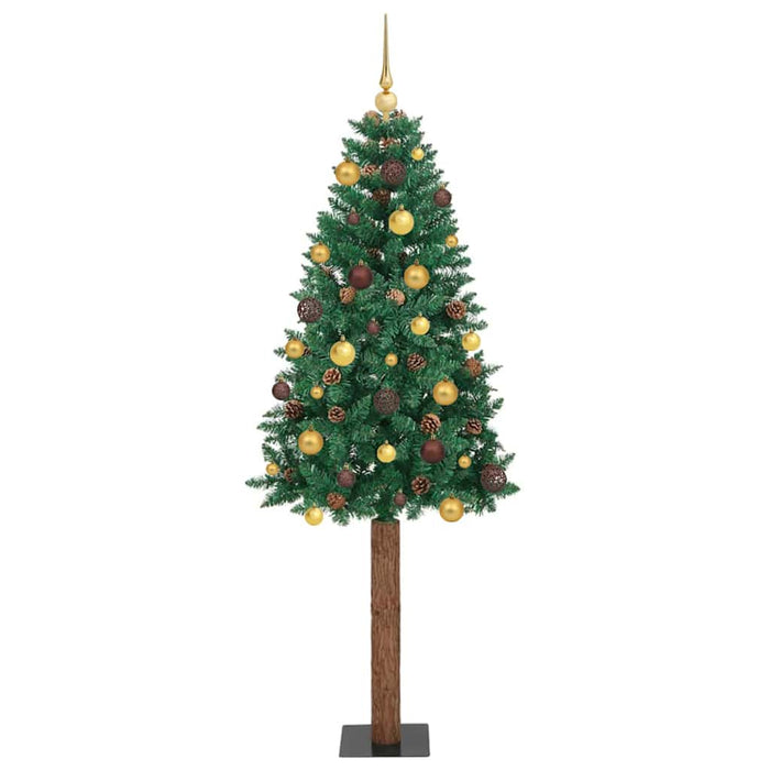 Brad de Crăciun subțire Verde 210 cm PVC și lemn de PIN masiv WALTI