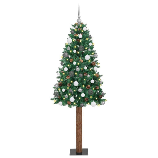 Brad de Crăciun subțire Verde 210 cm PVC și lemn de PIN masiv - WALTI WALTI