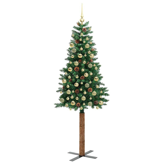Brad de Crăciun subțire Verde 210 cm PVC și lemn de PIN masiv WALTI