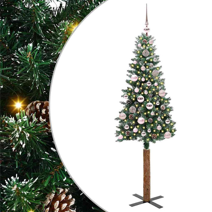 Brad de Crăciun subțire cu 150 LED Verde și alb 150 cm - WALTI WALTI