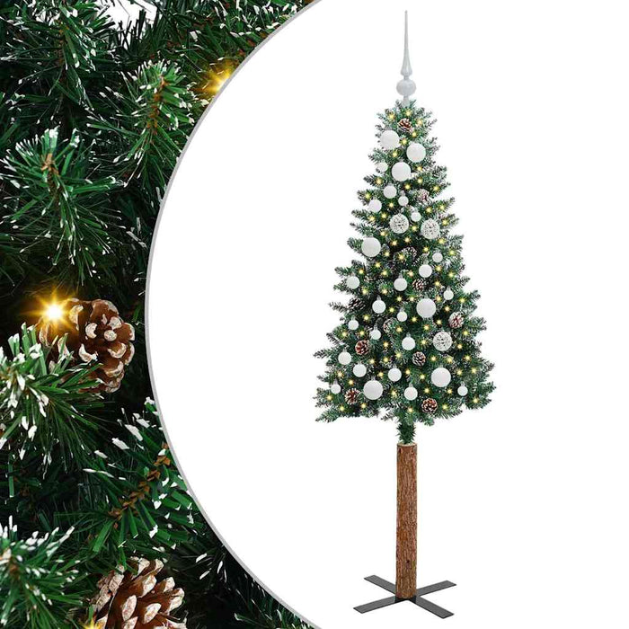 Brad de Crăciun subțire cu 150 LED Verde și alb 150 cm - WALTI WALTI