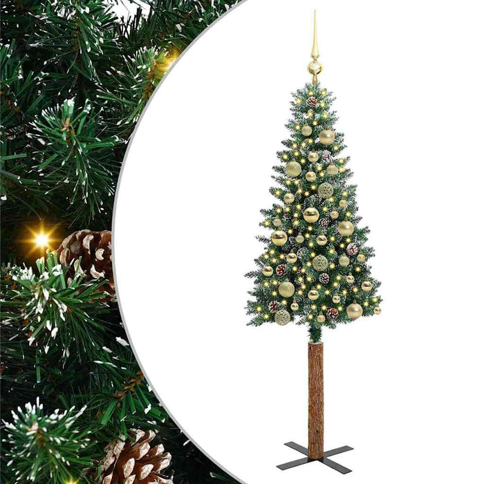 Brad de Crăciun subțire cu 150 LED Verde și alb 150 cm - WALTI WALTI