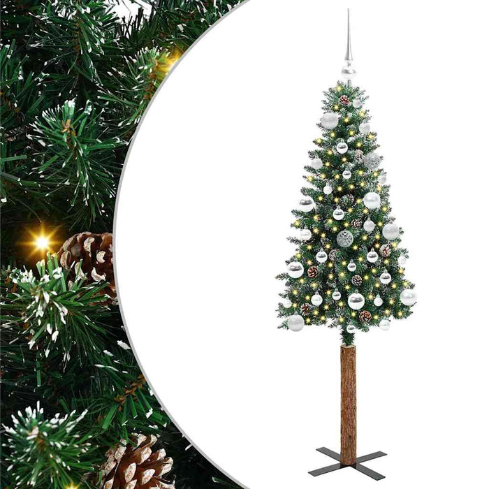 Brad de Crăciun subțire cu 150 LED Verde și alb 150 cm - WALTI WALTI
