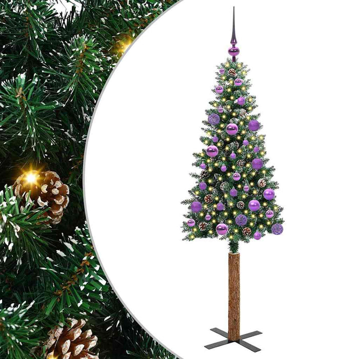 Brad de Crăciun subțire cu 150 LED Verde și alb 150 cm - WALTI WALTI