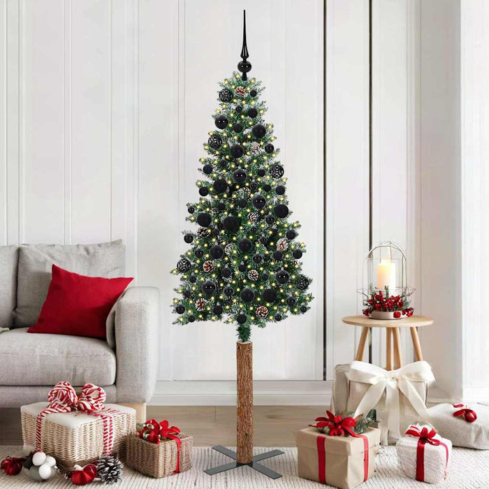 Brad de Crăciun subțire cu 300 LED Verde și alb 180 cm - WALTI WALTI