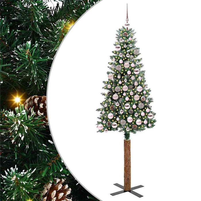 Brad de Crăciun subțire cu 300 LED Verde și alb 180 cm - WALTI WALTI